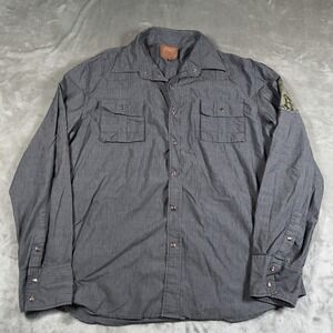 Roar Shirt Mens XL Gray Pinstripe Western Button Up Embroidered Pearl Snap